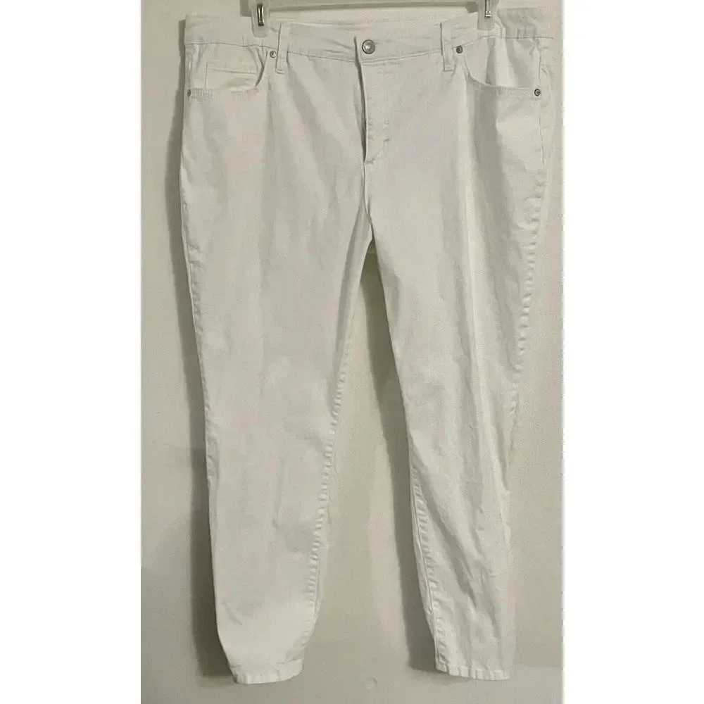 New Directions Women's Skinny Stretch Mid Rise Crop Denim Pants Size 20 WR White
